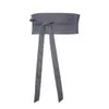 Cinturão Vintage Versátil de Linho Cor Sólida para Mulheres, Cinto Largo de Linho Estilo Hanfu em Cinza Claro e Cinza Cauda de Peixe