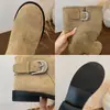 Hebilla de Cinturón Vintage Chuyuji Botas de Motocicleta de Media Pantorrilla para Mujer, Botas de Montar, Botas Martin de Tacón Grueso, Botas Largas por Encima de la Rodilla