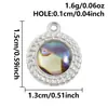 Pingente Redondo de Aço Inoxidável Banhado a Ouro 18K e Incrustado com Pingente de Concha Natural, Joias para Pulseira e Colar DIY Feitas à Mão em Estoque
