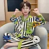 Pijama Infantil Estilo Coreano para Meninas, Primavera e Outono 2026, Gola Reversível, Manga Longa, para Meninos e Meninas, Confortável para Usar em Casa, Atacado