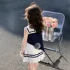 Ropa de Verano para Hermanos Niños Estilo Nuevo Estilo Marino Uniformes de Jardín de Infancia Unisex Bordado de Dibujos Animados Conjunto sin Mangas para Hermanos