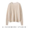 Suéter 100% Cachemir Puro Otoño e Invierno Nuevo Suéter de Punto con Cuello Redondo para Mujer Suéter Pulóver Corto Estilo Coreano para Mujer