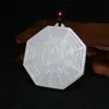 Pingente Taiji com oito trigramas de Jade Branco Pingente de jade branco natural Pingente de colar de jade Pingente de jade Marca de jade