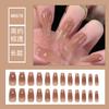 Usa uñas postizas de fiesta para estudiante de niña de dibujos animados cortas, medianas y largas de color sólido, 24 piezas de talla única, parche de uñas removible