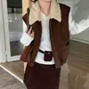 Cárdigan con cremallera estilo retro con chaleco acolchado, una prenda exterior sin mangas, gruesa y versátil para mujer, perfecta para otoño e invierno, con un elegante cuello de solapa.