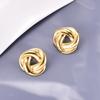 E203ins acero de titanio oro de 18k acero inoxidable sentido tejido retro con diamante nuevo temperamento de moda aretes de celebridad de internet