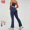 Conjunto de Yoga Lineal Color Durazno Transfronterizo con Camisola de Alta Elasticidad y Conjunto de Pantalones Largos de Cintura Alta