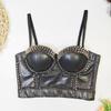Encomendas de comércio exterior europeu e americano espartilho de couro PU desgaste externo vest-style espartilho emagrecedor couro sling top Suporte recolhido tubo apertado top