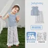 Traje de Verano para Niñas Jellybaby Chaleco para Niños Solapa Pantalones Finos para Bebé Ropa Estampada para Niñas