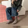 Botines Nuevos Otoño/Invierno 2026 Puntiagudos Tacón de 5CM que Aumenta la Altura Mujer Botas Western Retro de Gamuza Cremallera Trasera Botas Adelgazantes