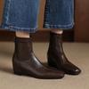 40-43 Botas de Tamanho Grande Transfronteiriças Bico Quadrado Botas Curtas para Mulheres Outono e Inverno Novas Botas Elásticas Slim Botas Individuais Exportação Salto Médio Botas Femininas