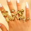 Anillo de Acero Inoxidable Transfronterizo Exagerado Moda Geométrico Abierto Gota de Aceite Anillo para Dedo Índice Dorado 18K Lujo Ligero Joyería de Alta Gama