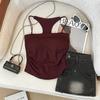 Camisola Verde Calada para Mujer, Ropa de Verano Exterior, Hermoso Espalda de Sujetador, Top Corto Delgado sin Mangas Integrado