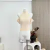 Top de Mujer Coreano Diario de un Hombro Halter Semitransparente Alta Elasticidad Color Rosa Nude Talla Única Ropa Ye Hong Color Sólido Algodón
