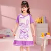 Camisola Feminina Primavera e Verão Algodão Penteado Manga Curta Fina Princesa Famosa na Internet Pai-Filho Tamanho Plus Pijamas Infantis para Usar Fora