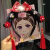 Haichao Joyería Diadema para el Cabello con Sombrero Geg para Niñas Accesorios para el Cabello Estilo Chino Antiguo para Niños Bandera de Doncella Accesorios para el Cabello Hanfu Vestido Antiguo Accesorios Cheongsam