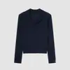 Blusa de tricô com decote V e manga longa em estilo coreano para mulheres, nova peça de outono, corte justo, versátil, modeladora, top elegante