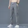 Pantalones de aire acondicionado exclusivos de seda helada transfronterizos, finos, talla grande para hombre, holgados, transpirables, de secado rápido, casuales, de pierna recta, estilo jogger, largos