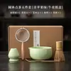Juego de té de cuenco redondo de cinco piezas, cuenco de té de cerámica con pico, soporte para batidor de té, cepillo para té, réplica de herramientas de té de la dinastía Song, caja de regalo