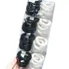 Goma para el pelo de alambre de teléfono de estilo coreano, simple y versátil, con bloques de color blanco y negro, banda elástica alta para coleta para niñas