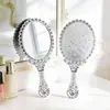 Espejo de Encaje Retro Electroplateado de Plástico, Espejo de Mano de Alta Estética, Espejo de Maquillaje Portátil, Espejo de Tocador Creativo Portátil Estilo Vintage