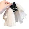 Pinza para coleta con lazo de encaje bordado, Pasador de perlas de alta gama para mujer, Accesorio para el pelo para coleta media en la parte posterior de la cabeza