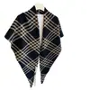 Cachecol Xale Triângulo Xadrez Britânico Feminino Outono Inverno Cachecol Quente de Alta Qualidade Versátil Cardigan de Tricô Externo Aquecedor de Pescoço