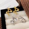 Pendientes de Rayo Irregular Cruzados Viento Frío Sexual Nicho Ins Invierno Explosivos Elegantes Pendientes de Lujo Ligero para Mujer