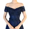 Vestido de Noite Azul de Um Ombro para Mulheres, Alto Padrão, Luxo Acessível, Nicho, Elegante para Anfitriã de Banquete, Estilo Princesa Vestido de Festa Anual