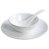 Restaurante de hotel de alta gama plato de cerámica blanco puro tazón plato de hueso juego de vajilla de mesa para club de hotel de tres o cuatro piezas