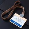 Dezhi aleación de aluminio tarjetero certificado doble cara insignia insignia permiso de trabajo personal cubierta colgante aleación de aluminio metal cordón