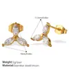 Novos Brincos de Borboleta com Pingente em Forma de Gota, Moda Transfronteiriça Europeia e Americana, Aço Inoxidável Banhado a Ouro 18K, Incrustados com Zircônia, Brincos Diários