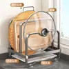 Suporte para Tampa de Panela Cozinha Aço Inoxidável Prateleira de Armazenamento de Tábua de Corte Bancada Multifuncional Rack Integrado de Armazenamento de Tábua de Corte