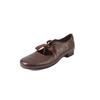 Sapatos Pequenos de Couro Artísticos Retrô Super Macios de Pele de Ovelha Inteira com Cadarço Primavera 2025 Salto Baixo Grosso Bico Redondo Couro Genuíno Sola Macia Sapatos de Camada Única para Mulheres