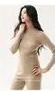 Suéter de Cashmere Meia-Gola Outono e Inverno Feminino Cor Sólida Cashmere de Cabra Malha Canelada Slim-Fit Peça Única Base de Tricô Lã