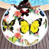 Chal Transfronterizo Microfibra Redondo con Borlas Serie Mariposas Toalla de Playa de Secado Rápido Absorbente de Sudor Esterilla de Yoga Puede-esterilla de picnic