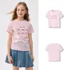 Ropa Infantil Balabala Camiseta de Manga Corta para Niños Niñas 2025 Nueva Ropa de Verano Niños Grandes Secado Rápido Dulce Top de Algodón Puro