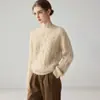 Suéter de tricô trançado 100% cashmere, pesado e extra espesso, com gola redonda, perfeito para outono e inverno, oferecendo calor e um caimento luxuoso e relaxado.