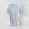 Camiseta Brillante95% Acetato ~ Refrescante Transpirable Cuello Redondo Manga Corta Mujer 26 Verano Casual Versátil Top Delgado