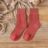 Meias femininas de inverno com forro de fleece, grossas e quentes, meias de terry, meias femininas de cano médio, meias para casa, todas combinam, cor sólida, meias de toalha