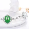 Anel de prata de lei S925 com ágata e calcedônia, moda feminina, anel aberto de alto requinte, joia de jade antigo, atacado