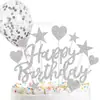 Decoração de Bolo Feliz Aniversário com Glitter Transfronteiriço Estrelas Formato de Coração Decoração de Bolo Lantejoulas Balão Plug-in para Bolo de Aniversário