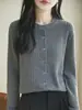 Cardigan de Punto Nuevo Estilo Primavera y Otoño 2026 para Mujer, Cuello Redondo Ajustado Tejido de Cable Pequeño Estilo Coreano Chaqueta Suéter de Manga Larga