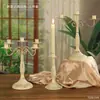 Adorno de candelabro retro europeo, atrezo fotográfico de velas para mesa de comedor estilo vintage, decoración de base de vela romántica francesa.