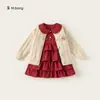 Conjunto de Ropa para Niñas Bangxuan 2026 Vestido Suéter Cárdigan Falda de Bebé Conjunto de Dos Piezas Vestido Elegante Ropa para Niños