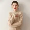 Nuevo Suéter de Cachemira Grueso y Amigable con la Piel para Mujer, Capa Base de Doble Hilo con Cuello Semi-Alto, Holgado Otoño/Invierno Cachemira 2025