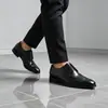 Zapatos de Hombre de Negocios Derby para Boda de Piel de Vaca de Primera Capa Suela de Cuero Pulido Punta Afilada Formal para el Trabajo Banquete Social Alta Lujo