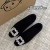 Zapatos de mujer de corte bajo con pedrería, zapatos de lana de otoño, elegantes para ir al trabajo, punta cuadrada, aumento interno de altura, nueva moda 2026