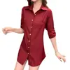 Camiseta Delgada Estilo Verano y Otoño para Mujer Color Puro Manga Larga Ropa Exterior Holgada Aspecto Adelgazante Edad Media Madre Reductor de Edad Top Versátil