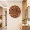 Reloj de Pared Creativo Estilo Chino Grano de Madera Hanzi Decoración de Pared para el Hogar Reloj de Cuarzo Estilo Chino Silencioso Reloj para Sala de Estar